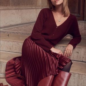 Sezane Burgundy Dino Skirt